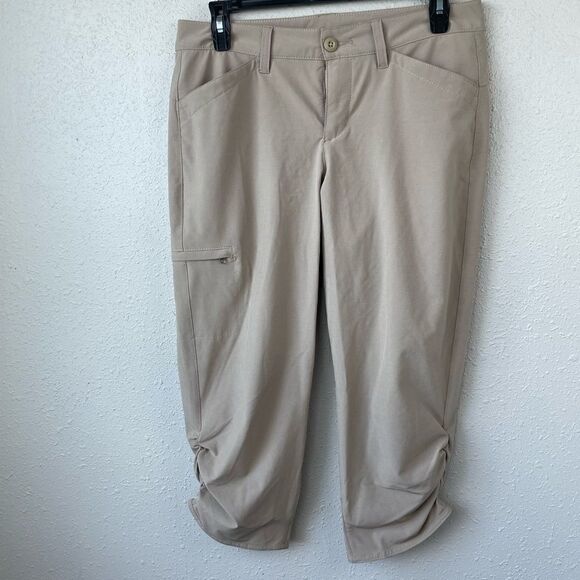 Eddie Bauer Tan Stretch Cropped Pants Size 2 EUC - Picture 1 of 6